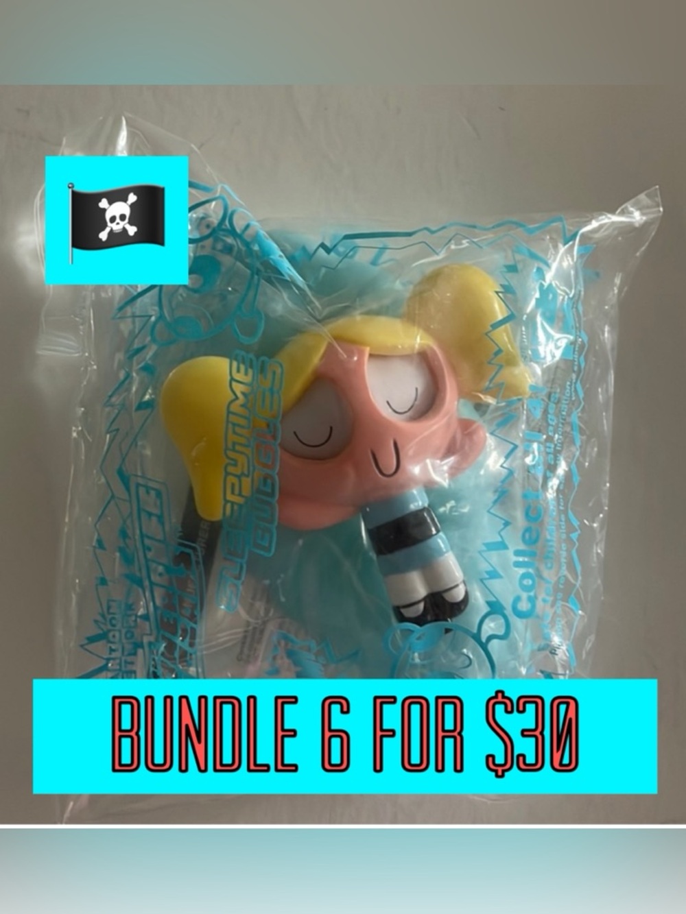 🏴☠️6 for $30🏴☠️Cartoon Network PowerPuff Girls SleepyTime Bubbles Subway Toy